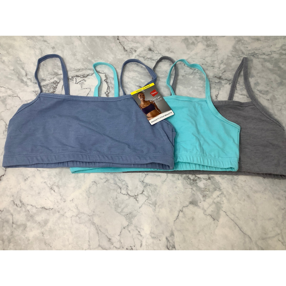 Hanes Womens Medium Spaghetti Strap 3-Pack Crop Comfort Flex Fit Bralette G19-23 - Picture 2 of 14